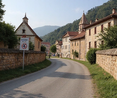 Una strada storica con edifici antichi e un cartello stradale che indica 'ул. Дегтярная, 5-7'.
