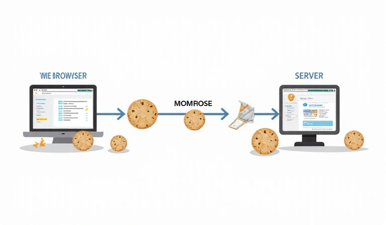 Diagramma che mostra il flusso di dati dei cookie tra browser e server