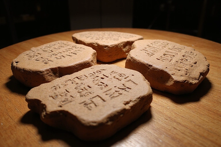 Tavolette di argilla con testi antichi, simbolo di contenuti e informazioni